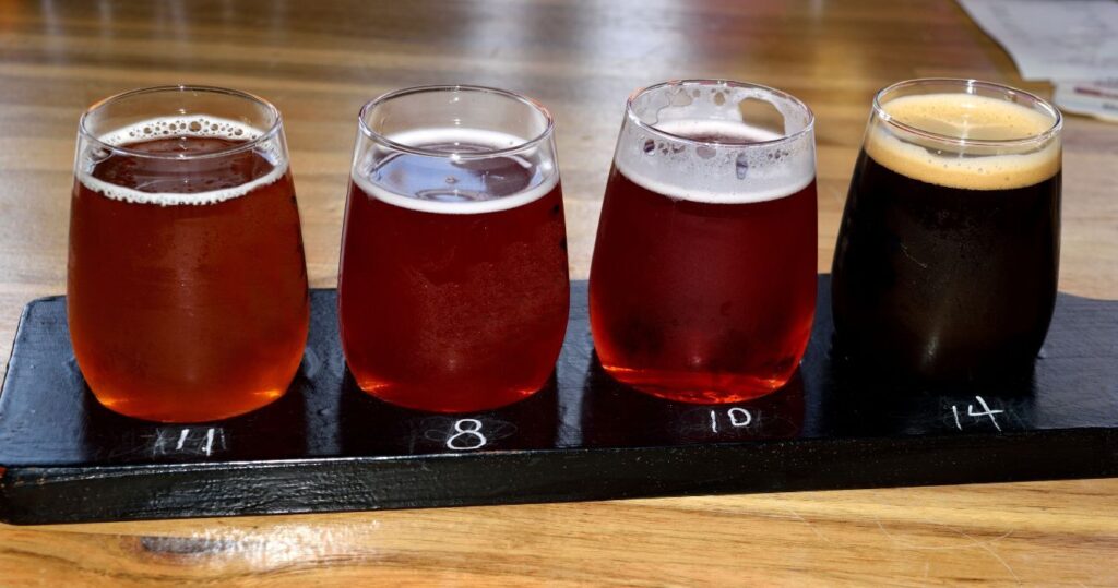 a beer flight at a florida brewery