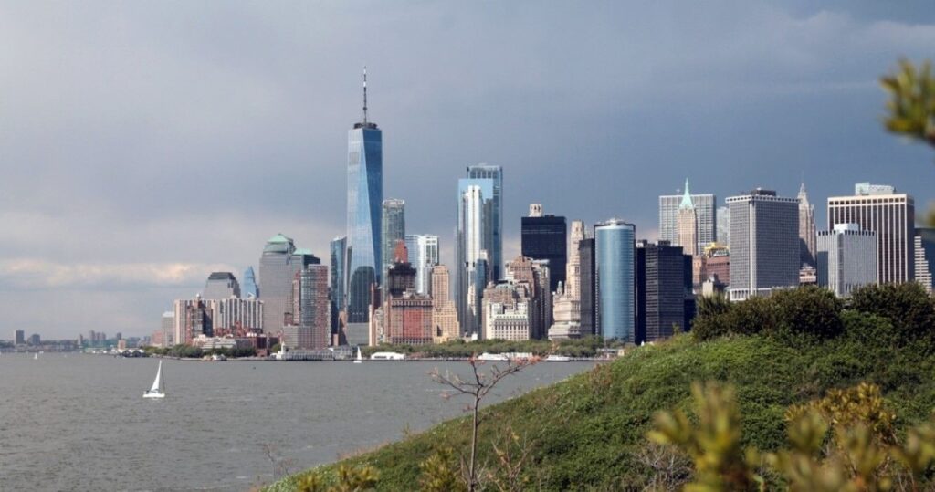 Skyscrapers of Manhattan from Governor Island in New York City