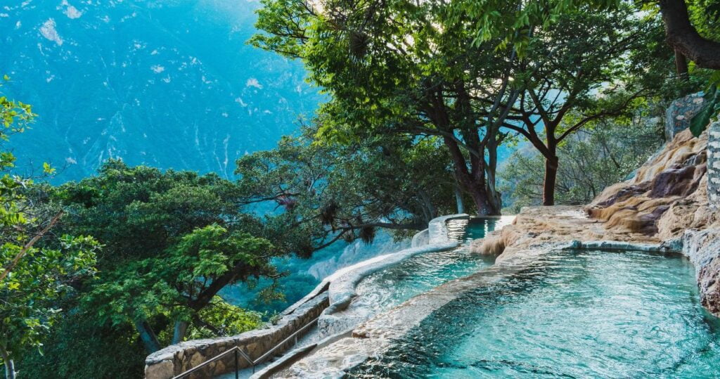 a hot spring in the mountains in mexico