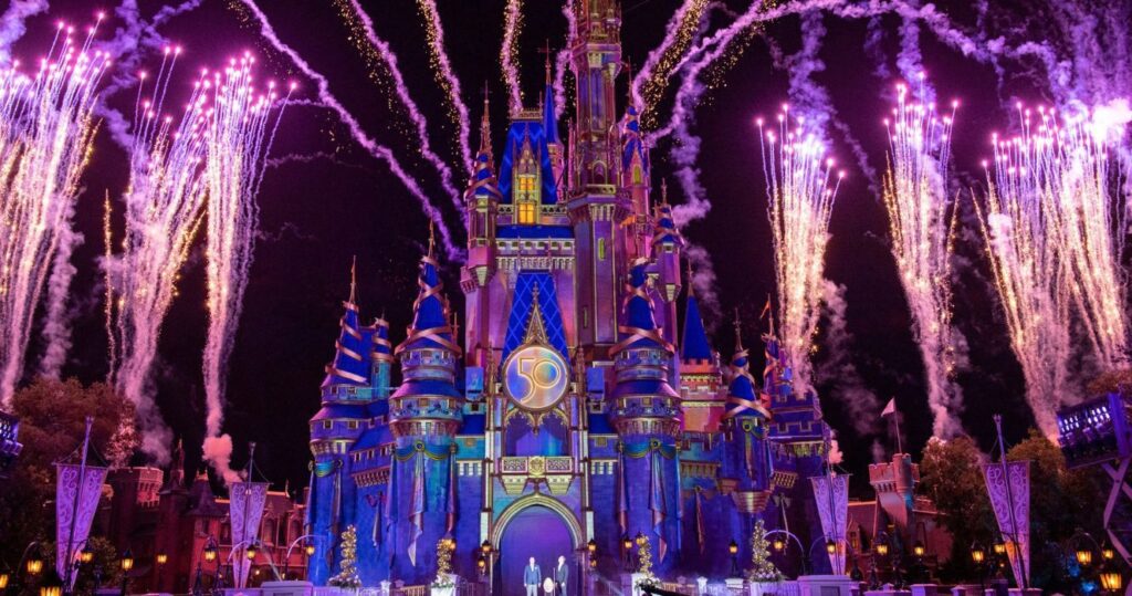 the 50th anniversary celebration at disney world's cinderella's castle