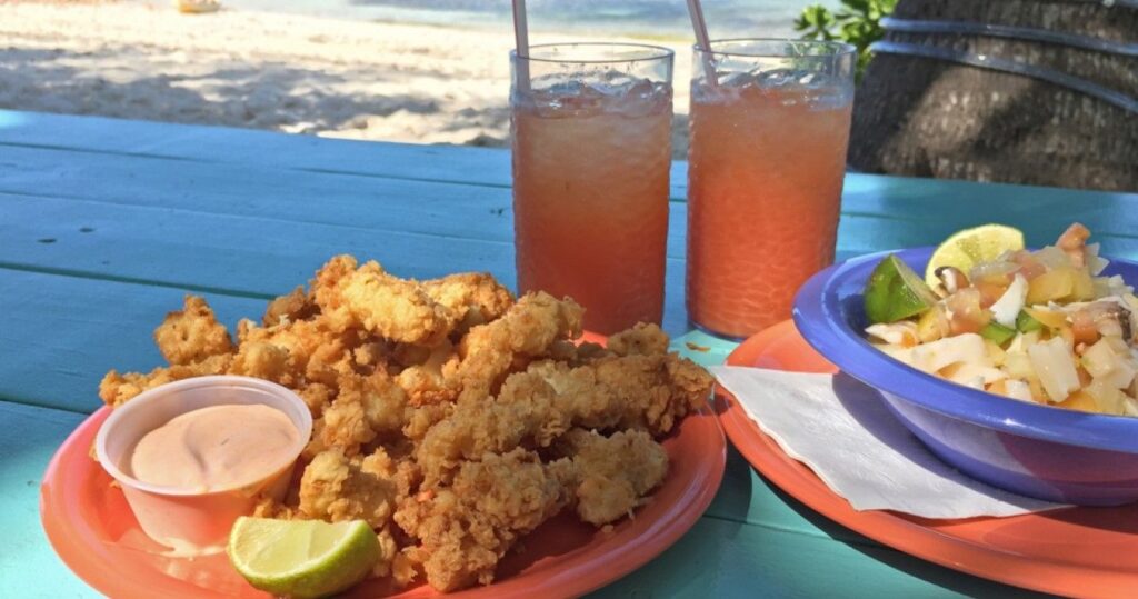 Cracked conch and conch salad