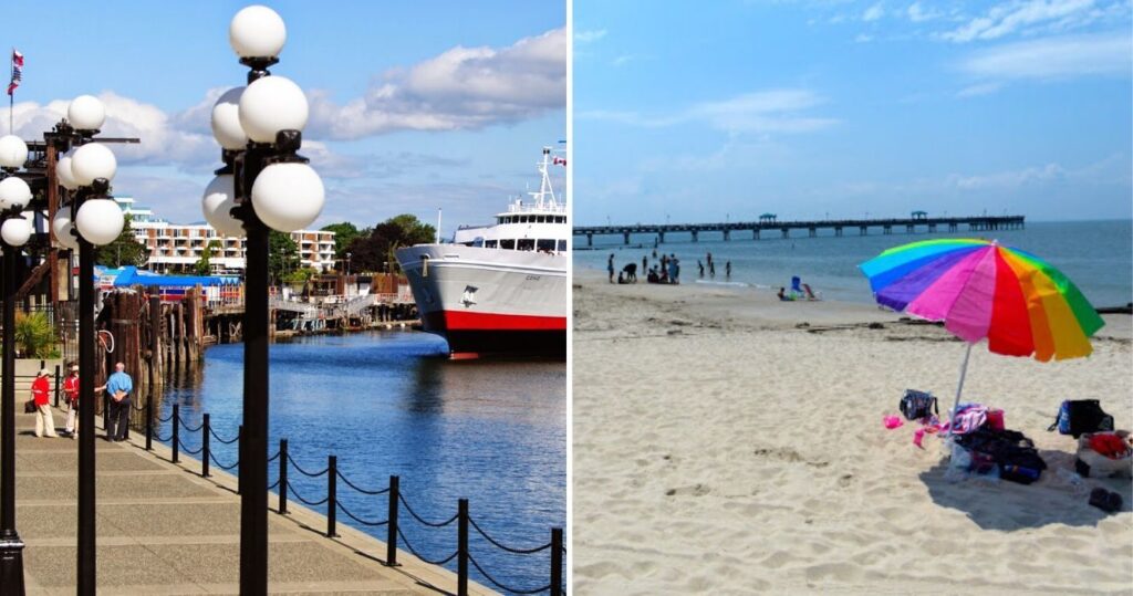 the dock in port angeles, washington, the beach in hampton, va