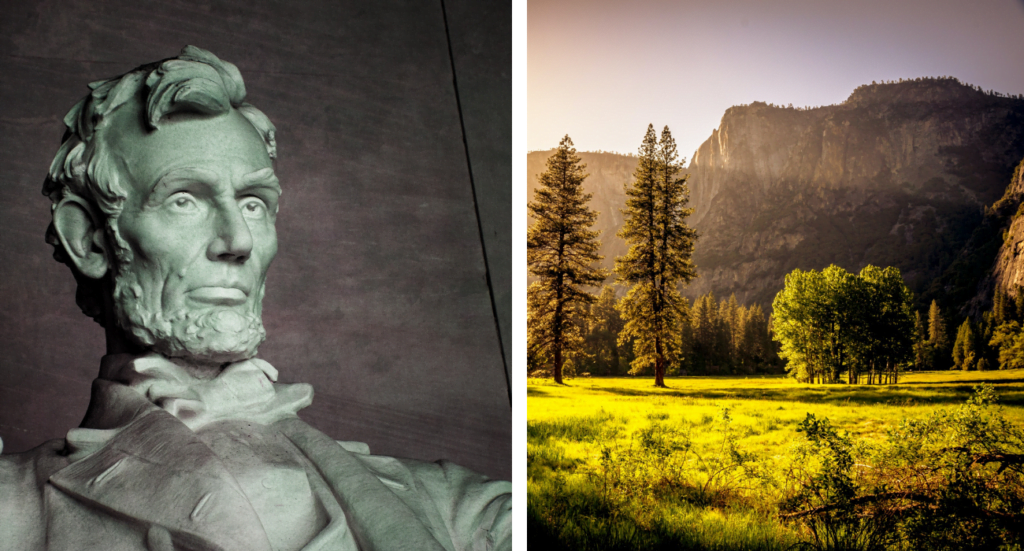 abraham lincoln and a beautiful natural scene