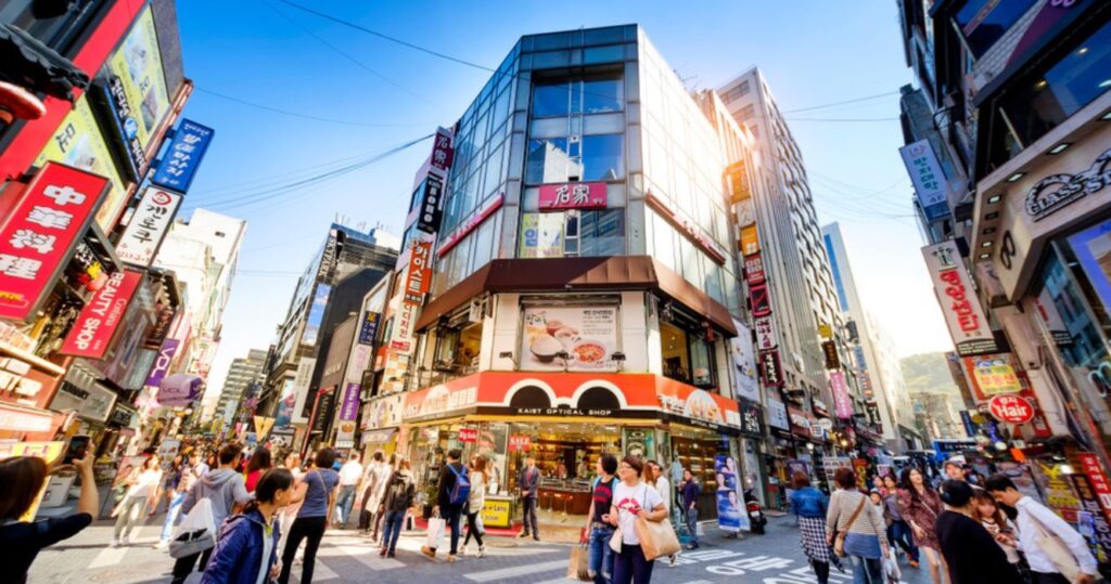 Myeong-Dong shopping street in Seoul South Korea