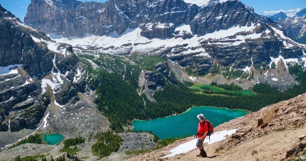 a hiker in the canadian rockies